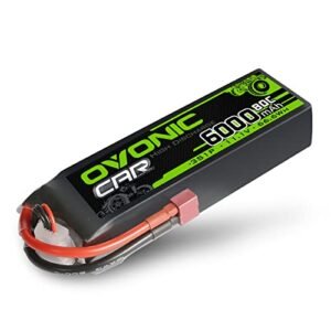 OVONIC 11.1V 3S 80C 6000mAh Lipo Battery Hard Case with Dean-Style T Connector for Martin Truex RC Boats and 1/8 1/10 Scale Vehicles