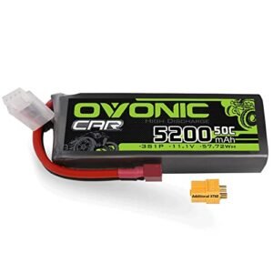 OVONIC Lipo Battery 5200mAh 50C 11.1V 3S with Dean-Style T and XT60 Connector for RC Truck Trailer and Boat