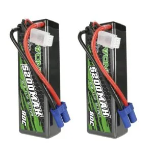 OVONIC Best 3S Lipo Battery for RC Cars 80C 5200mAh 11.1V with EC5 Connector 2 Pack