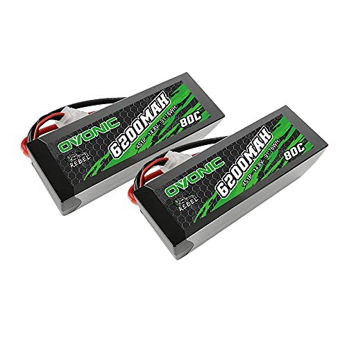 OVONIC 2pcs 4S 80C 6200mAh 14.8V Battery EC5 Connector Lipo Battery for arrma 1/5, 1/8 Scale RC Cars and Trucks Buggy Truggy
