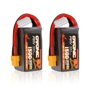 OVONIC 14.8V 120C 1500mAh 4S Lipo Battery with XT60 Plug for Venom RC Boat Battery and Other RC Models 2 Pack