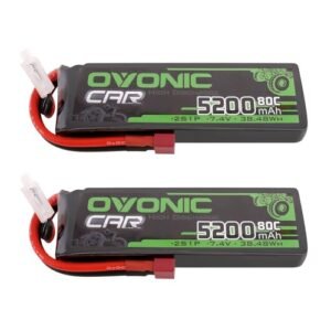 OVONIC RC Car Lipo Battery Guide 7.4V 2S 5200mAh 80C Hard Case with Dean Style T Plug for 1/8 1/10 RC Vehicles