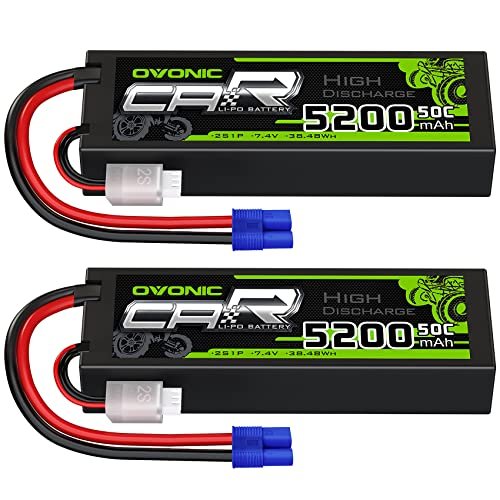 OVONIC 18650 Battery for RC Plane 5200mAh 7.4V 2S Lipo Battery with EC3 Connector