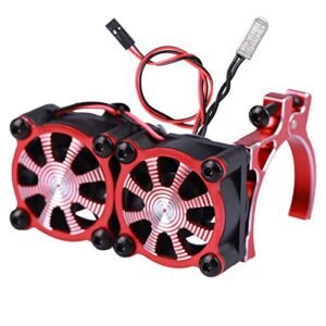 AIMROCK Aluminum 36mm 40mm RC Motor Heatsink with Double Cooling Fans Compatible with Dewalt Motor RC 1 10 TRX4 SCX10 Crawler Red
