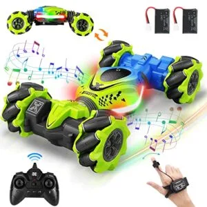 Fosgoit 2.4GHz 4WD RC Drift Car with LED Lights Gesture Sensing Remote Control Stunt Toy for Kids
