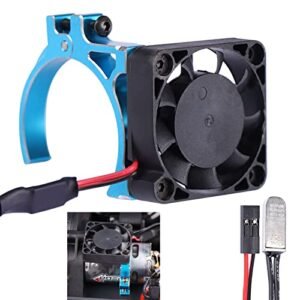Hacker RC Motors High Performance Cooling Fan Heat Sink with Thermal Sensor for 1/8 1/10 RC Trucks Blue