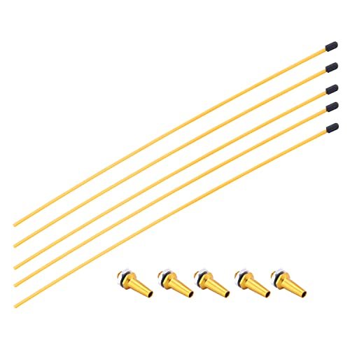 Heyiarbeit RC Car Antenna Tube Yellow with Golden Mount and Cap 5pcs MV TXZ Model