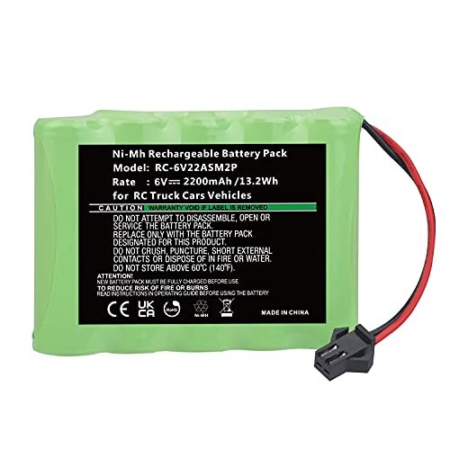 Tectra 6V 2200mAh Ni MH Rechargeable Battery Pack with SM 2P 2 Pin Connector for RC Vehicles