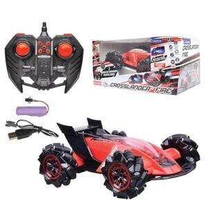 Lexibook, Crosslander Fire, Remote-Controlled car, up to 12km/h, 4 Wheel Drive, Smoke Jet, Light and Sound Effects, Music, Remote Gesture Control Bracelet Included, Rechargeable, RC60, Red