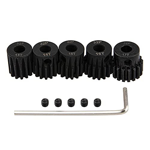 ShareGoo Steel 32P 5mm Pinion Gear Sets 13T 14T 15T 16T 17T for RC Monster Truck Axial and Other 1/8 1/10 Scale Models
