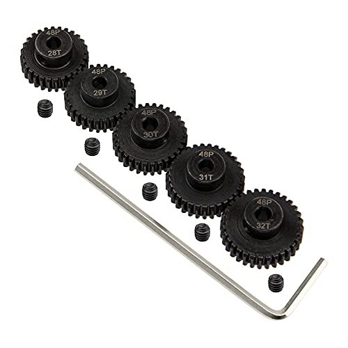 ShareGoo Steel 48P 3.175mm Pinion Gear Sets 5Pack 28T to 32T for RC 1/10 Monster Truck Buggy Compatible with Arrma HPI Kyosho Losi Axial Traxxas Tamiya Associated