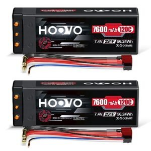 HOOVO 7600mAh 2S Lipo Battery 7.4V 120C RC Battery for RC Truck Com and Other Models 2 Packs