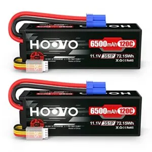 HOOVO 3S 11.1V 6500mAh 120C RC Car Batteries Lipo Hard Case with EC5 Plug 2 Packs