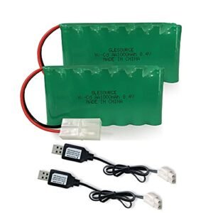 GLESOURCE2 8.4V 1000mAh AA Ni MH Rechargeable Battery Pack with Standard Female Tamiya Plug and USB Charger Cable for RC Cars and Toys