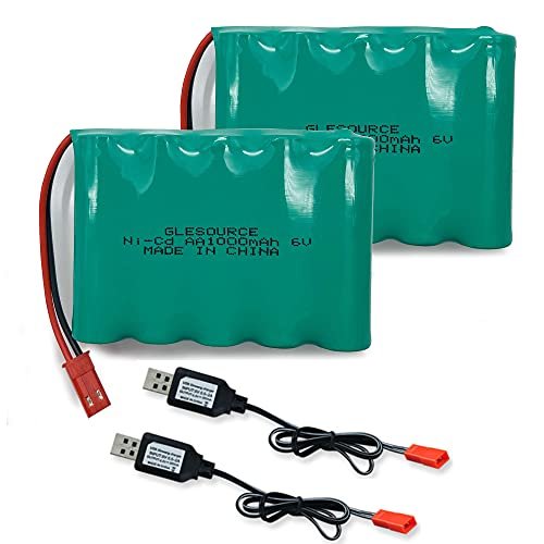 GLESOURCE 2 Pack 6V 1000mAh AA Battery Pack with JST Plug and USB Charger Cable Compatible with Huina 540 520 510 RC Models