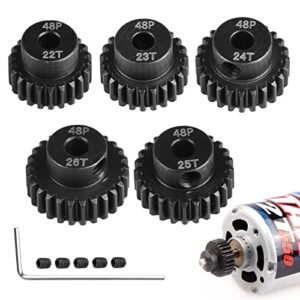 AIMROCK 5 Pack 48P RC Motor Pinion Gears Set 22T 23T 24T 25T 26T for Mephisto RC Jet 1 10 RC Car 3 175mm Shaft Motor