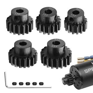 AIMROCK 5 Pack Mod 1 RC Motor Pinion Gears Set for NSP 1 RC Trophy Truck 5mm Shaft Motor 15T 16T 17T 18T 19T