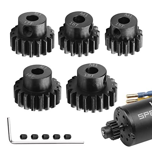 AIMROCK 5 Pack Mod 1 RC Motor Pinion Gears Set for NSP 1 RC Trophy Truck 5mm Shaft Motor 15T 16T 17T 18T 19T