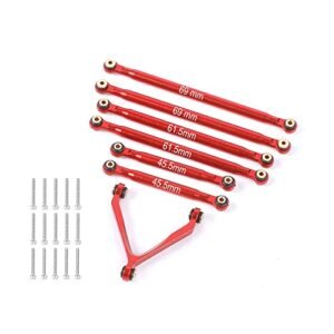 ZXYRC Aluminum Suspension Links Rod Linkage Kit for Grim Reaper RC Car Axial SCX24 AXI90081 AXI00004 1/24 RC Crawler Car Upgrades Red