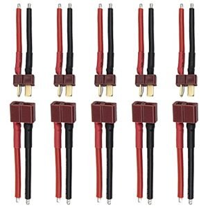 ShareGoo 5Pairs T Plug Connector with 50mm 14AWG Silicone Wire for Cormier RC Boat Trailers and More