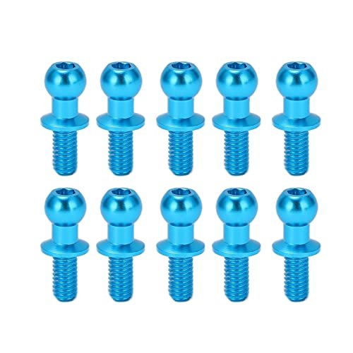 Dilwe 10pcs RC Aluminum Alloy Ball Link Track Rod Shock Absorber End Compatible with TT01 TT02 RC Car for Enhanced RC Drift Shock Oil Performance Blue