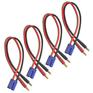 WMYCONGCONG 4 PCS EC5 Male to 4.0mm Banana Plug Adapter Cable 12AWG Silicone Wire for Century RC Helicopter Lipo Battery Charging