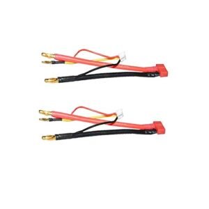 LinsyRC 2pcs Deans Style T Plug Female to 4MM Banana Plug Bullet Male Connector Adapter Cable with 2S JST XH Balance for Cheap Lipo Batteries for RC Cars