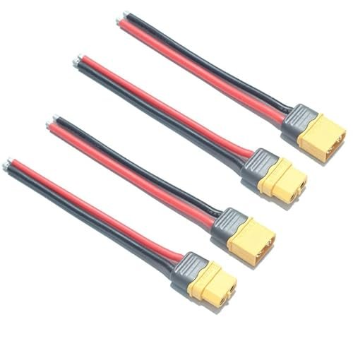 LinsyRC 2 Pairs Sheathed XT60H Plug Male Female Connector Pigtail with 5.9inch 12AWG Silicone Cable for 19.2 V RC Battery FPV Drone