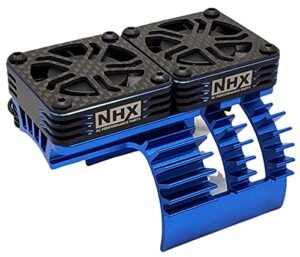 NHX RC 1 5 Twin Cyclone RC Helicopter Aluminum HV Cooling Fans with Cover Motor Heatsink Blue 40x40x10mm 16000 RPM