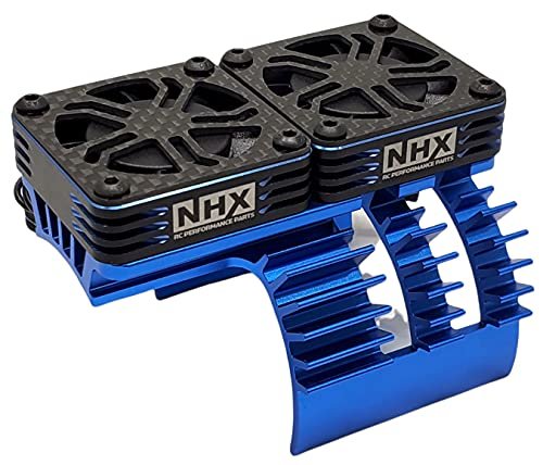 NHX RC 1 5 Twin Cyclone RC Helicopter Aluminum HV Cooling Fans with Cover Motor Heatsink Blue 40x40x10mm 16000 RPM