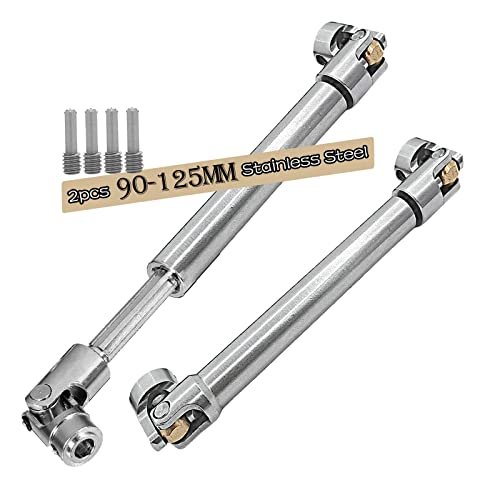 2PCS 90 125MM Stainless Steel Universal Drive Shaft for 1/10 RC Crawler Traxxas TRX4 TRX6 Axial SCX10 Wraith Capra D90 TF2 Redcat GEN8 Upgrade Parts Hop Ups Centre Drive Shaft by REM RC Parts