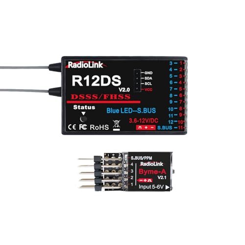 Radiolink Byme A Airplane Flight Controller and R12DS Receiver 12 Channels SBUS PWM for 3D Fixed Wing Aircraft