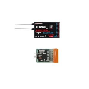 Radiolink R12DS RC Receiver & PRM-01 Airplane Battery Monitor Module 1S-6S Voltage Real-time Telemetry Low Voltage Alarm for Airplane for Transmitter AT9/AT9S/AT9S Pro AT10II/AT10