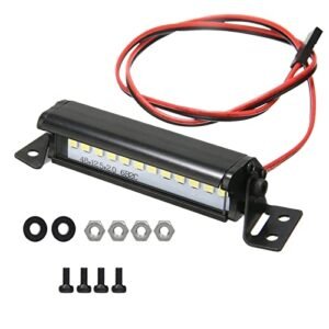 AMOGOT New RC Bright Truck 12LED Light Bar Metal Roof Spotlight for TRX4 SCX10 SCX24 D90 KM2 Slash Crawler