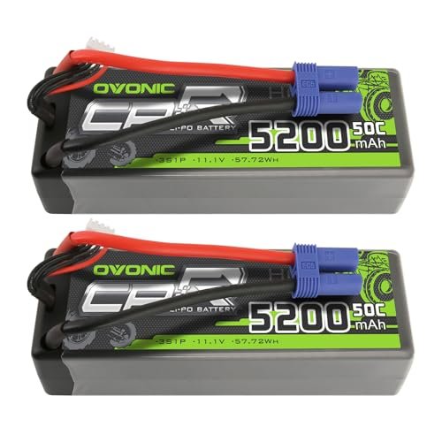 OVONIC 3S RC Lipo Battery 50C 5200mAh 11.1V with EC5 Connector for Arrma 1/5 1/8 1/10 RC Cars and Trucks