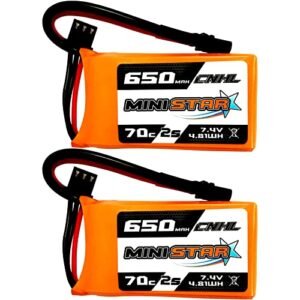 CNHL 650mAh 7.4v 2s Lipo Battery 70C with XT30 Plug for 120 Size FPV Torrent 110 Inductrix FPV Racing Drone Like EMAX Tinyhawk 2 Tiny Whoop scx24 (2 Packs)