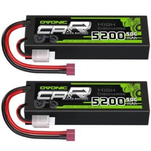 OVONIC 2s Lipo Battery 5200mAh 7.4V with Dean Style T Connector Ideal for NQD 757 RC Boat Battery and Other RC Vehicles 2 Packs