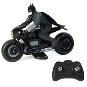 DC Comics The Batman Batcycle RC Toy with Batman Rider Figure Part of The Toys RC Parts Collection