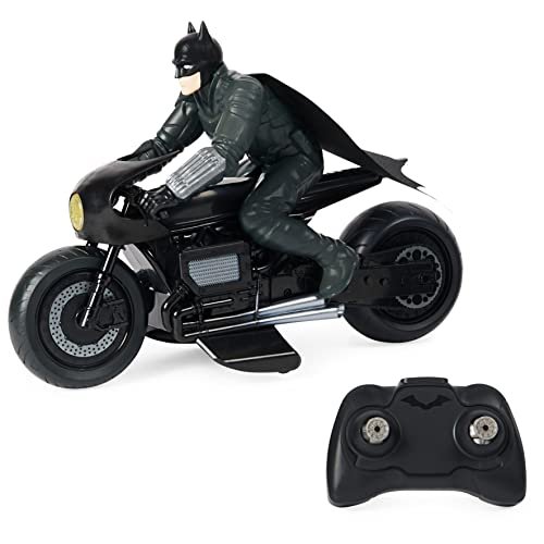 DC Comics The Batman Batcycle RC Toy with Batman Rider Figure Part of The Toys RC Parts Collection
