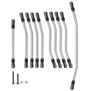 RCLions 10pcs Stainless Steel Link Rod Ends Linkage Set for Hot Bodies RC Car Parts Axial Wraith 90018 1 10 Crawler Car Upgrade