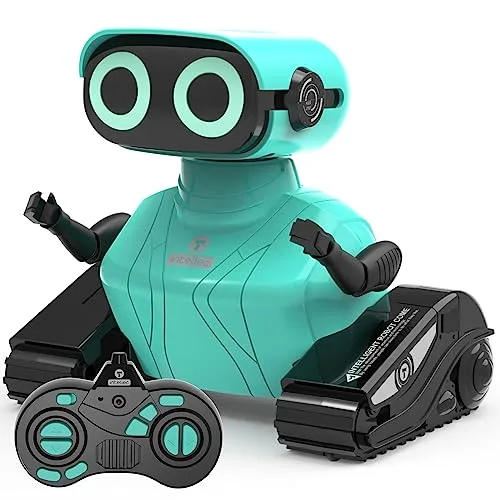 GILOBABY RC Remote Parts Robot Toy with LED Eyes and Dance Moves for Kids Ages 3+ Blue