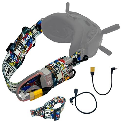 DJI FPV Goggles V2 XT60 Male Plug Power Cable and Type C Adapter with Adjustable Head Strap Ideal for RC Battery C Rating Optimization
