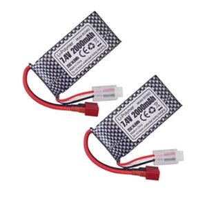 Sea Jump 2PCS 7.4V 2000mAh T Type Plug Lithium Battery for HM101 HB101 RC Car Boat Quadcopter