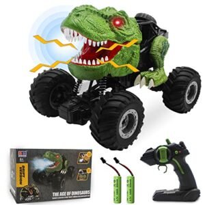 Happytime Dinosaur Toy RC Monster Truck 2.4 GHz Remote Control Stunt Car with Spray and Rechargeable Battery for Kids
