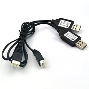 DEVMO 2pcs USB Charger Cable 1A with XH 3P Connector for DSP RC Wheels Hosim Q903 Q905 Axial SCX10 2S 7.4V LiPo Battery RC Car Rock Crawler FPV Drone Quadcopter