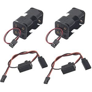 ShareGoo 4 Cell AA Battery Holder with On Off Power Switch JR Connector for Fox RC Truck and HSP Redcat Axial Tamiya Wltoys Himoto 1 8 1 10 1 16 RC Cars