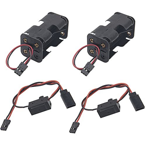 ShareGoo 4 Cell AA Battery Holder with On Off Power Switch JR Connector for Fox RC Truck and HSP Redcat Axial Tamiya Wltoys Himoto 1/8 1/10 1/16 RC Cars