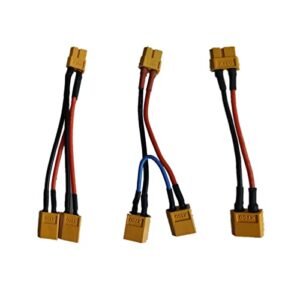SKRNRHRERY 3PCS XT60 Battery Adapter Cable Y Harness Connector for Enhanced RC Helicopter Battery Life