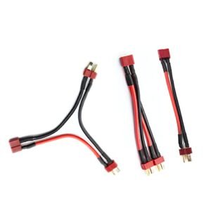 skrnrhrery RC Shotgun Shells T Plug Parallel Serial Connector Series with 14awg 10cm Silicone Cord 1 Female to 2 Male Connectors for Lithium Battery Connection 3 Pieces