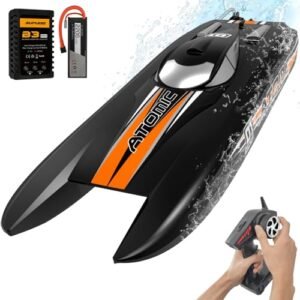 VOLANTEXRC AtomicX 40MPH Large RC Jet Boat with Brushless Motor and Low Battery Alarm for Adults
